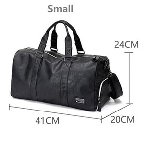 Black Men/Women Travel Duffle Bags Waterproof PU Leather