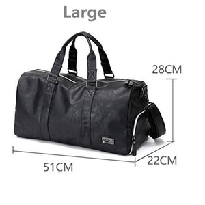 Black Men/Women Travel Duffle Bags Waterproof PU Leather