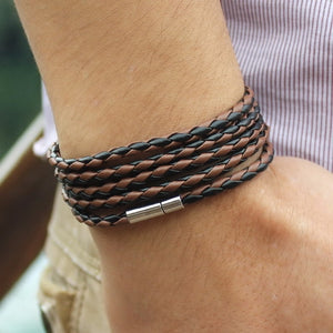 XQNI brand retro Wrap Long leather bracelet men