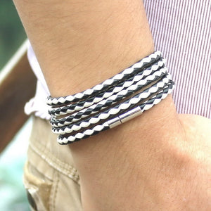 XQNI brand retro Wrap Long leather bracelet men